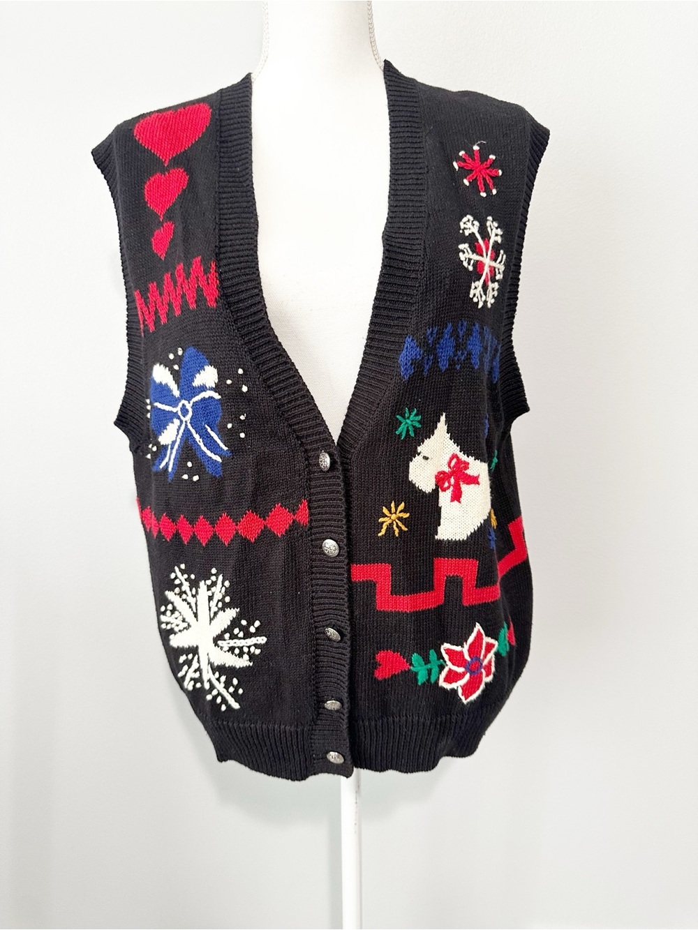 Alfred Dunner Holiday Knit Vest size large vintage retro